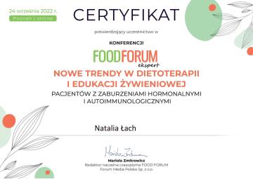 Certyfikat - Nowe Trendy w Dietoterapii